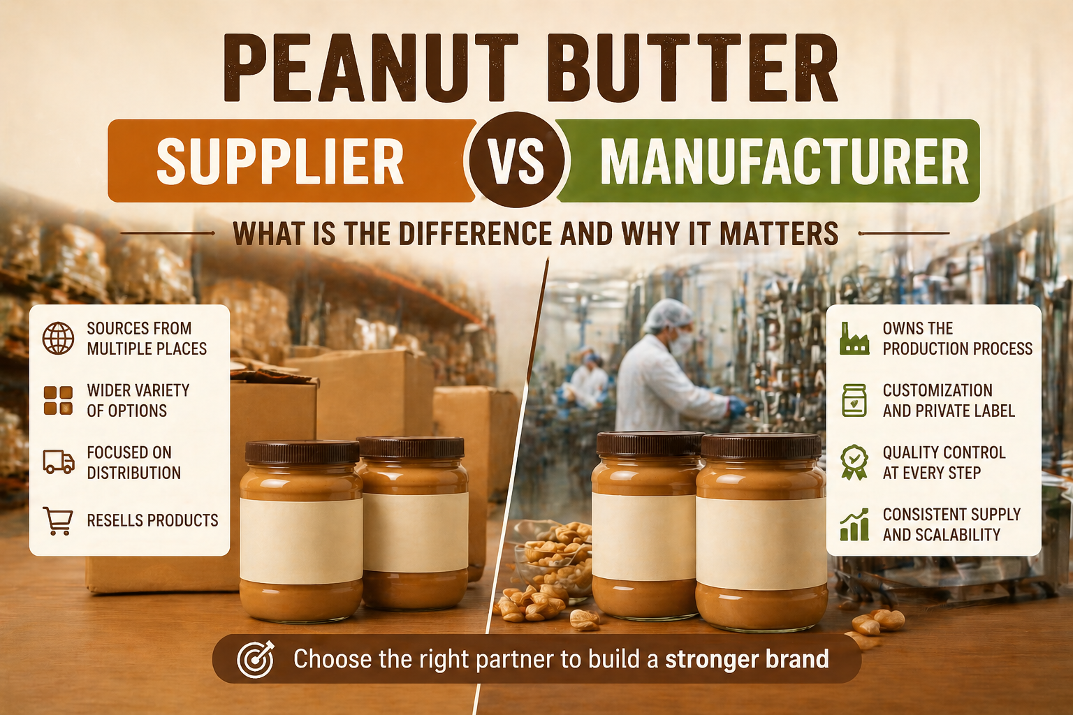 peanut butter supplier vs manufacturer