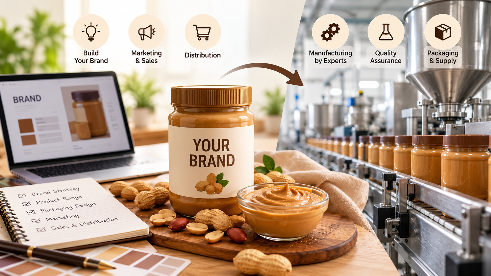 Private label peanut butter brand manufacturing without owning a factory