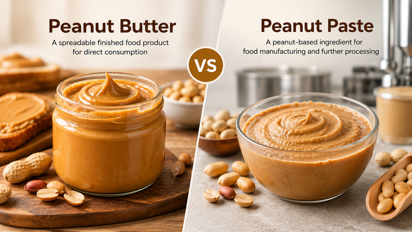 Peanut butter vs peanut paste for food manufacturing and commercial use
